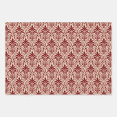 Art Deco Muster 01 - Mitternachtsrot auf Off-White Geschenkpapier Set (Vorderseite 2)