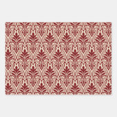 Art Deco Muster 01 - Mitternachtsrot auf Off-White Geschenkpapier Set (Vorderseite)