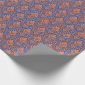 Art Deco Muster 01 - Orange auf Preußen Blau Geschenkpapier (Ecke)