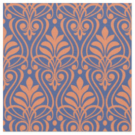 Art Deco Muster 01 - Orange auf Preußen Blau Stoff