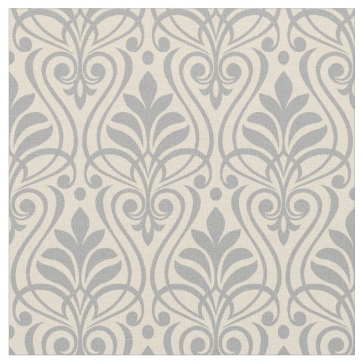 Art Deco Muster 01 - Spanisches Grau auf Off-White Stoff (Nahaufnahme)