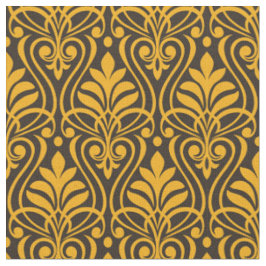 Art Deco Muster 01 - Vivid Gamboge auf Deko Black Stoff