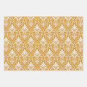 Art Deco Muster 01 - Weiß auf Deko Gold 2 Geschenkpapier Set (Vorderseite)