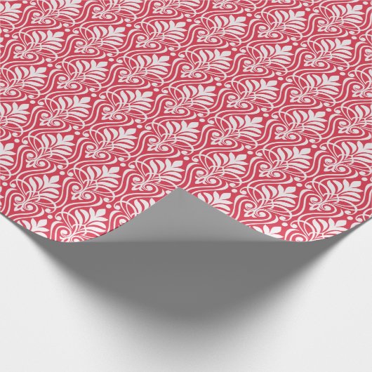 Art Deco Muster 01 - Weiß auf Paradies Rosa Geschenkpapier (Ecke)