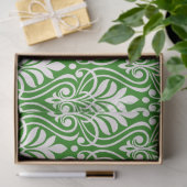 Art Deco Muster 01 - White on Forest Green Seidenpapier (Geschenk)