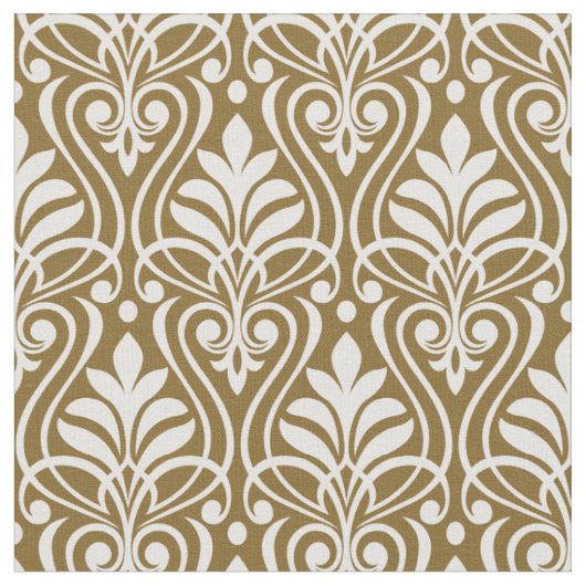 Art Deco Muster 01 - White on Gold Fusion Stoff (Nahaufnahme)