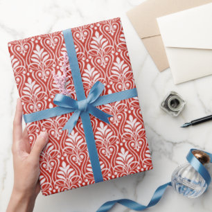 Art Deco Muster 01 - White on Persian Red Geschenkpapier
