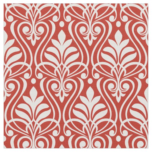 Art Deco Muster 01 - White on Persian Red Stoff (Nahaufnahme)