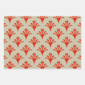 Art Deco Muster 02 - Dali's Red on Off-White Geschenkpapier Set (Vorderseite)