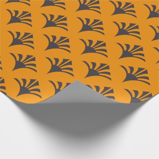 Art Deco Muster 02 - Deko Black on Vivid Gamboge Geschenkpapier (Ecke)