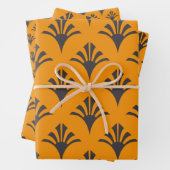 Art Deco Muster 02 - Deko Black on Vivid Gamboge Geschenkpapier Set (Beispiel)