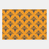 Art Deco Muster 02 - Deko Black on Vivid Gamboge Geschenkpapier Set (Vorderseite)