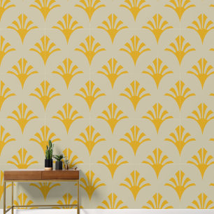 Art Deco Muster 02 - Deko Gold 2 auf Off-White Tapete