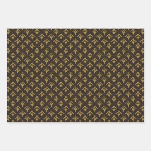 Art Deco Muster 02 - Deko Gold auf Deko Black Geschenkpapier Set (Vorderseite 3)
