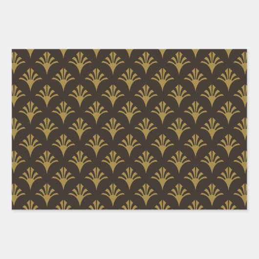 Art Deco Muster 02 - Deko Gold auf Deko Black Geschenkpapier Set (Vorderseite 2)