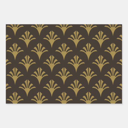 Art Deco Muster 02 - Deko Gold auf Deko Black Geschenkpapier Set (Vorderseite)