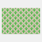 Art-Deco-Muster 02 - Dunkles Lime Green auf Off-Wh Geschenkpapier Set (Vorderseite 2)