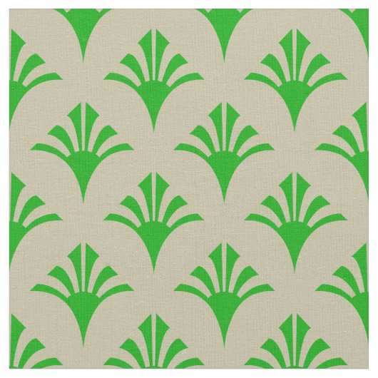 Art-Deco-Muster 02 - Dunkles Lime Green auf Off-Wh Stoff (Nahaufnahme)