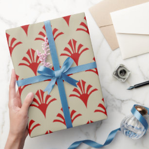 Art Deco Muster 02 - Escher Red on Off-White Geschenkpapier