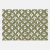 Art Deco Muster 02 - Weiß auf Camouflage Green Geschenkpapier Set (Vorderseite 2)