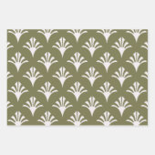 Art Deco Muster 02 - Weiß auf Camouflage Green Geschenkpapier Set (Vorderseite)