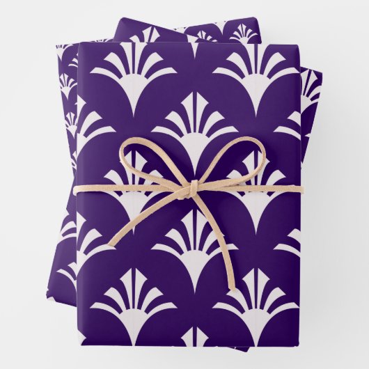Art Deco Muster 02 - White on Cadbury Lila Geschenkpapier Set (Beispiel)