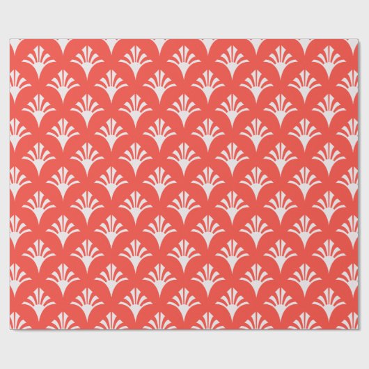 Art Deco Muster 02 - White on Light Red Geschenkpapier (Flach)