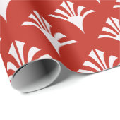 Art Deco Muster 02 - White on Persian Red Geschenkpapier (Rolleneckpunkt)