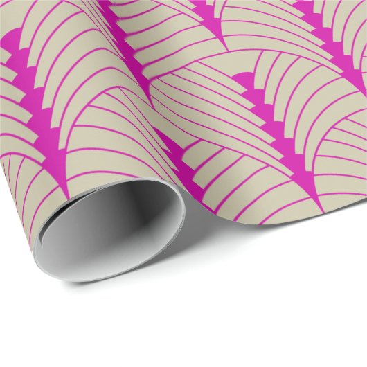 Art Deco Muster 03 - Bold Magenta on Off-White Geschenkpapier (Rolleneckpunkt)