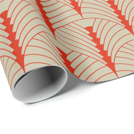 Art Deco Muster 03 - Dali's Red on Off-White Geschenkpapier (Rolleneckpunkt)