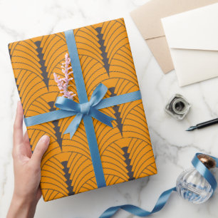 Art Deco-Muster 03 - Deco Schwarz auf lebhaftem Ga Geschenkpapier