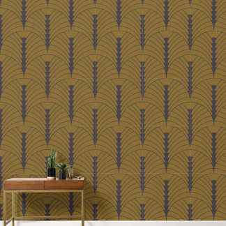 Art Deco Muster 03 - Deko Black auf Deko Gold Tapete