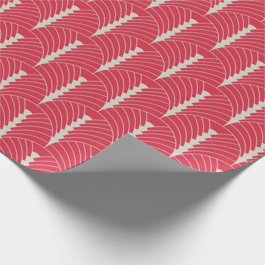 Art Deco Muster 03 - Off-White on Paradise Pink Geschenkpapier (Ecke)