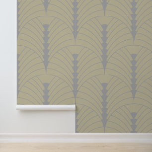 Art Deco Muster 03 - Spanisches Grau auf Off-White Tapete