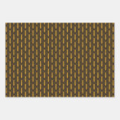 Art Deco Muster 03 - Vivid Gamboge auf Deko Black Geschenkpapier Set (Vorderseite 3)