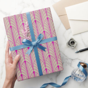 Art Deco Muster 04 - Bold Magenta on Off-White Geschenkpapier