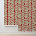 Art Deco Muster 04 - Escher Red on Off-White Tapete<br><div class="desc">Art Deco Muster 04 - Escher Red on Off-White</div>