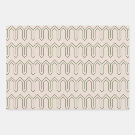 Art Deco Muster 05 - Camouflage Green on White Geschenkpapier Set (Vorderseite)