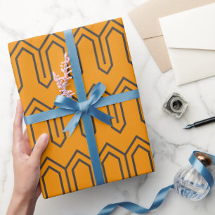 Art Deco-Muster 05 - Deco Schwarz auf lebhaftem Ga Geschenkpapier