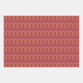 Art Deco Muster 05 - Deko Gold 2 auf Himbeerglas B Geschenkpapier Set (Vorderseite 2)