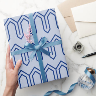 Art Deco-Muster 05 - Dunkelblau auf Lavendelblau Geschenkpapier