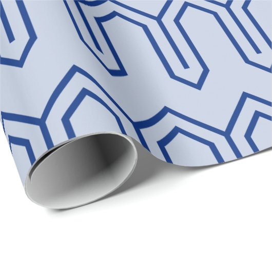 Art Deco Muster 05 - Dunkles Blau auf Lavender Blu Geschenkpapier (Rolleneckpunkt)