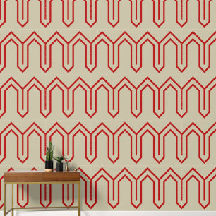 Art Deco Muster 05 - Escher Red on Off-White Tapete