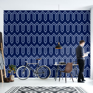 Art Deco Muster 05 - Lavender Blue on Dark Blue Tapete