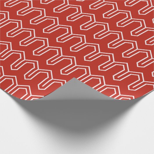 Art Deco Muster 05 - White on Persian Red Geschenkpapier (Ecke)