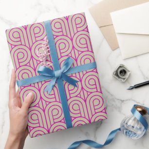Art Deco Muster 07 - Bold Magenta on Off-White Geschenkpapier