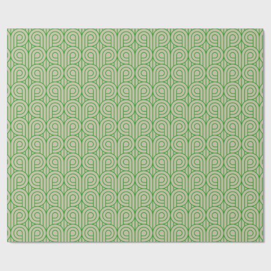 Art Deco Muster 07 - Forest Green on Off-White Geschenkpapier (Flach)
