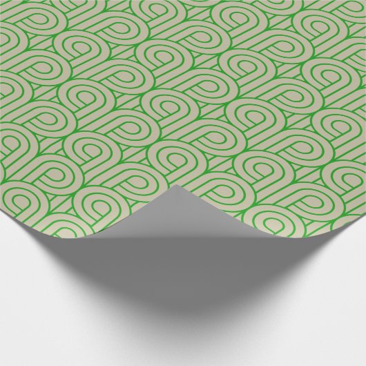 Art Deco Muster 07 - Forest Green on Off-White Geschenkpapier (Ecke)