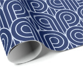 Art Deco Muster 07 - Lavender Blue on Dark Blue Geschenkpapier (Rolleneckpunkt)