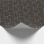 Art Deco Muster 07 - Spanisches Grau auf Schwarz Geschenkpapier (Ecke)